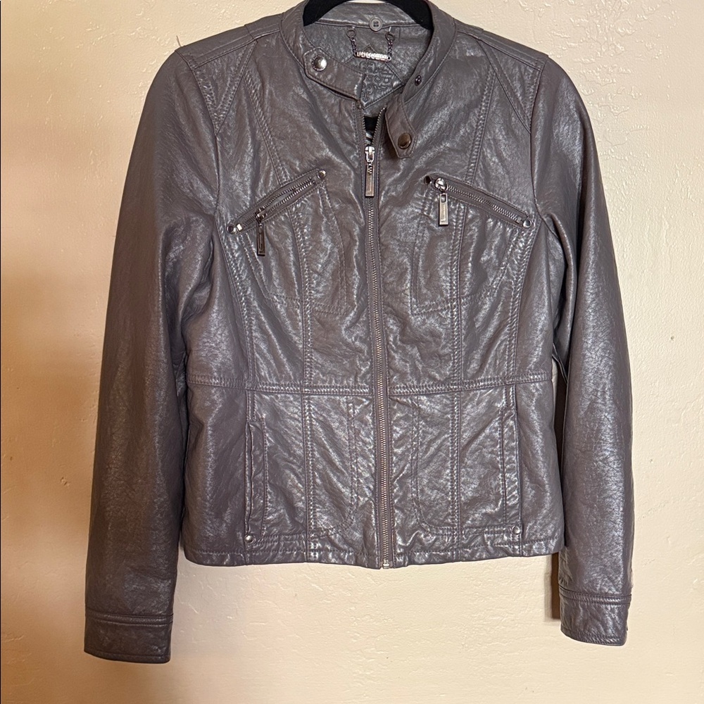 Jou Jou Women's Charcoal Leather Jacket